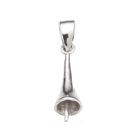 Cone Pendant Pearl Setting with Round Cup and Peg Mounting including Bail in Sterling Silver 8mm
