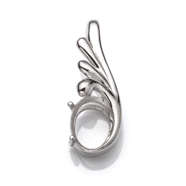 Swirl Pendant Setting with Oval Prongs Mounting including Bail in Sterling Silver 7x9mm