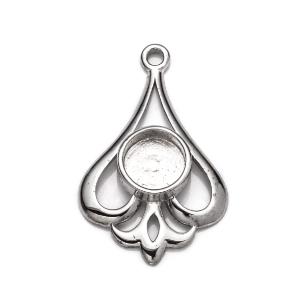 Pear Pendant with Round Bezel Mounting in Sterling Silver 5mm