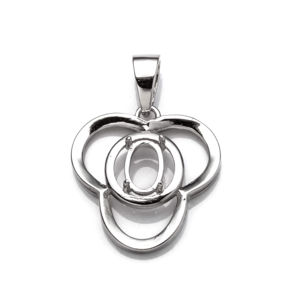 Pendant Setting with Oval Prongs Mounting including Bail in Sterling Silver 4x6mm