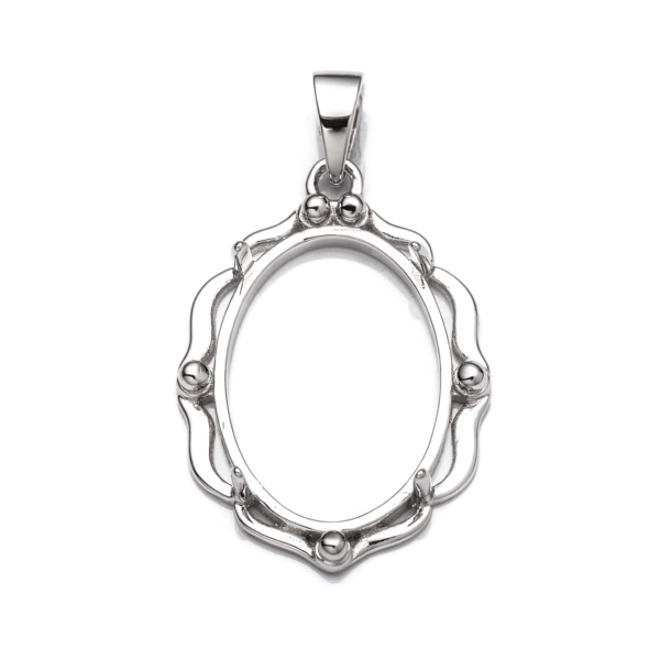 Dolly Pendant Setting with Oval Prongs Mounting including Bail in Sterling Silver 13x18mm