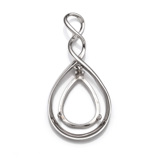Pear Pendant Setting with Pear Shape Prongs Mounting in Sterling Silver 9x13mm