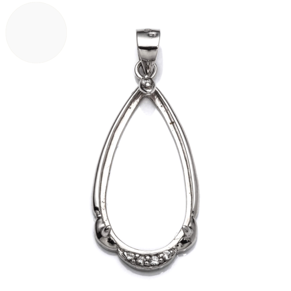 Pendant Setting with CZ's and Pear ShapeProngs Mounting including Bail in Sterling Silver 10x24mm
