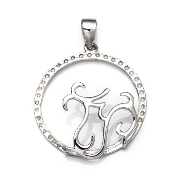 Pendant Setting with Round Bezel Mounting including Bail in Sterling Silver 25mm