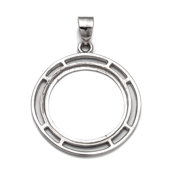 Pendant Setting with Round Bezel Mounting including Bail in Sterling Silver 17mm