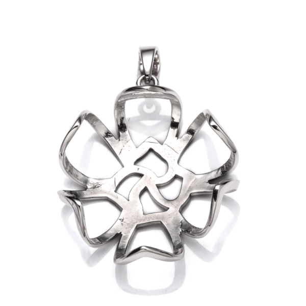 Floral Pendant Setting with Round Bezel Mounting including Bail in Sterling Silver 18mm