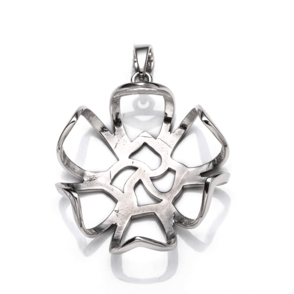 Floral Pendant Setting with Freeform Bezel Glue On Mounting including Bail in Sterling Silver 22mm