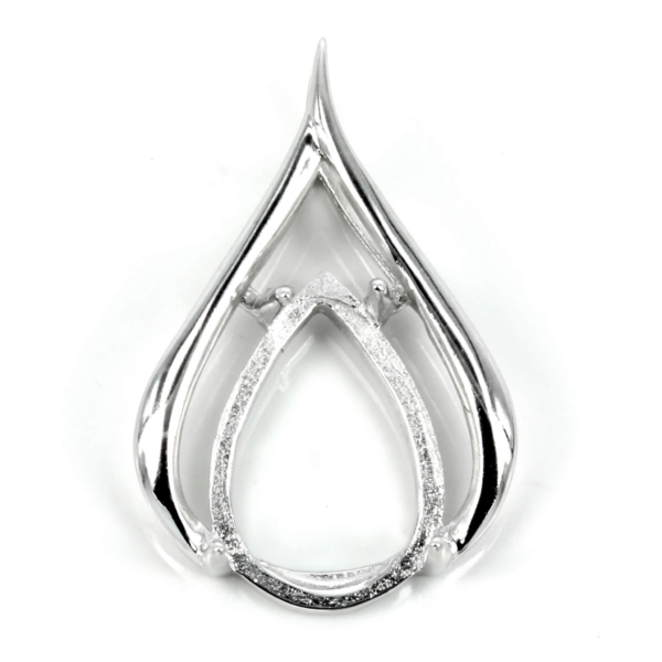 Pear shaped Pendant Setting with Pear Shaped Prongs Mounting including Bail in Sterling Silver 8x12mm