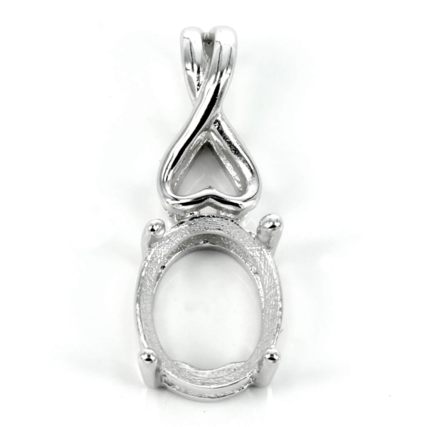 Oval Basket-Style Pendant Setting with Oval Prongs Mounting including Bail in Sterling Silver 8x10mm