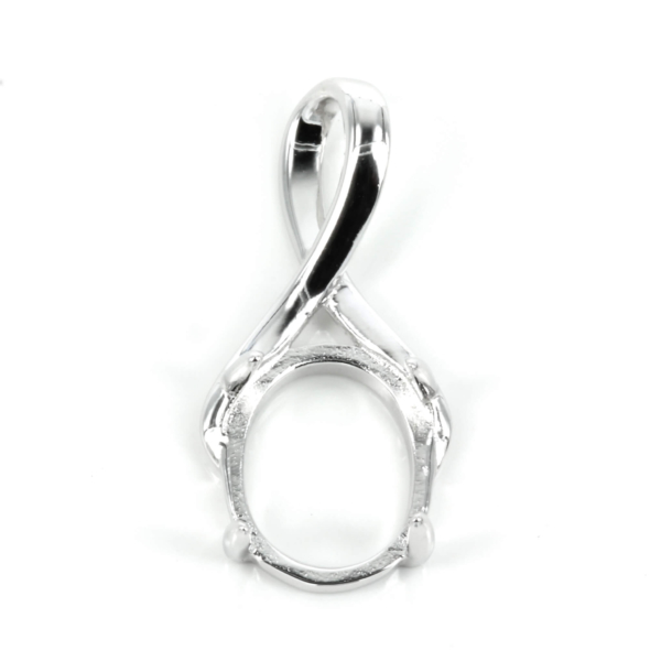 Long Loop Pendant Setting with Oval Prongs Mounting including Bail in Sterling Silver 9x11mm
