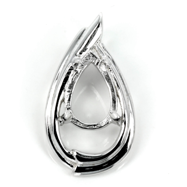 Pear Shaped Pendant Setting with Pear Prongs Mounting including Bail in Sterling Silver 6x9mm