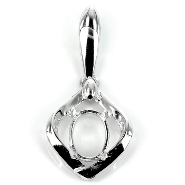 Oval Pendant Setting with Oval Prongs Mounting including Bail in Sterling Silver 6x8mm