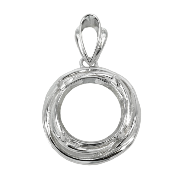 Round Nested Loops Pendant with Soldered Loop and Bail in Sterling Silver 12.5mm