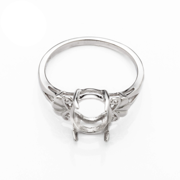 Flared Ring with Oval Prong Mounting in Sterling Silver for 8x10mm Stones