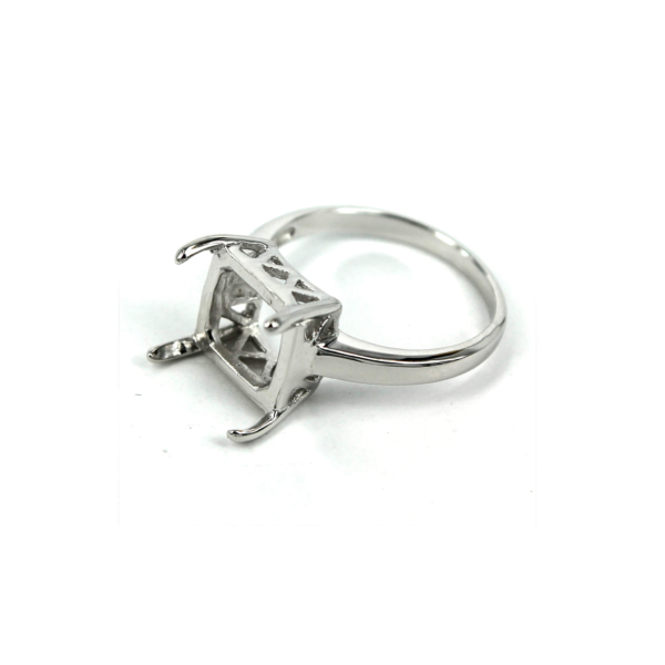 Square Ring Setting with Square Mounting in Sterling Silver 11x11mm