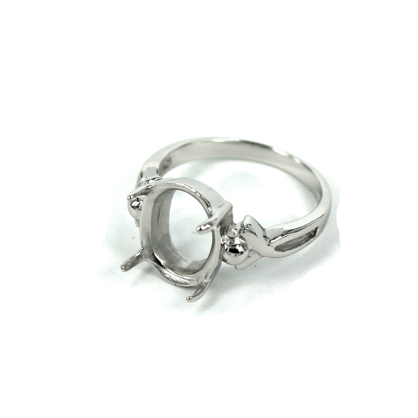 Unique Pattern Ring Setting with Oval Prongs Mounting in Sterling Silver 10x12mm