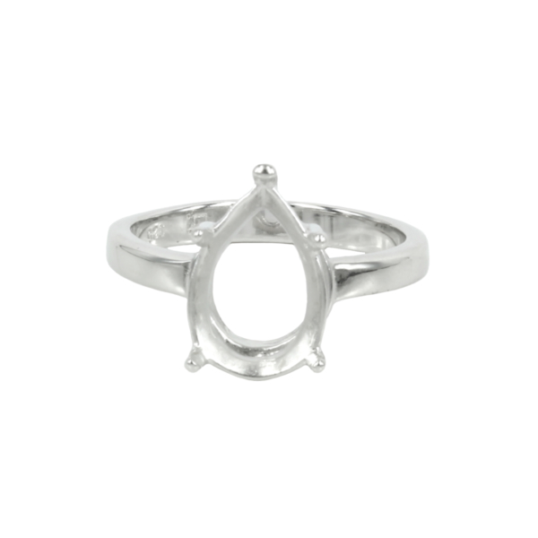 Hollow Pear Ring Setting with Pear Prongs Mounting in Sterling Silver 9x13mm