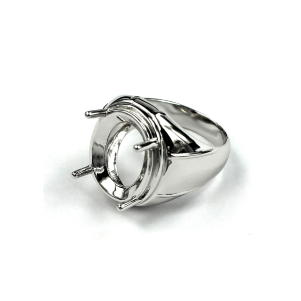 Ring with Oval Prongs Mounting in Sterling Silver 15x18mm