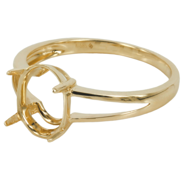 14K Gold Classic Split-Shank Ring with Prong Setting for 8x10mm Stones