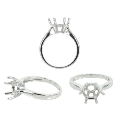 Classic 6-Prong Basket Ring in Sterling Silver for 9mm Round Stones