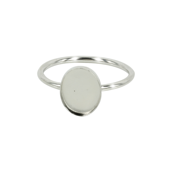 Bezel Ring with Oval Bezel Cup in Sterling Silver