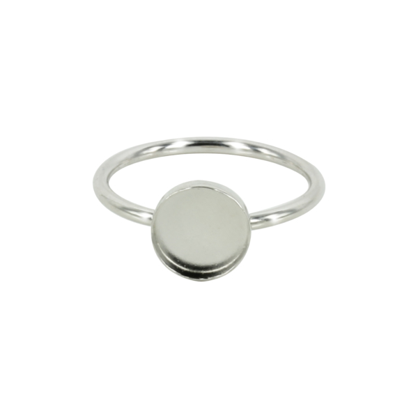 Bezel Ring with Round Bezel Cup in Sterling Silver - Various sizes