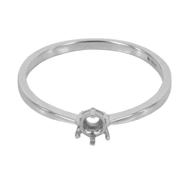 14K Gold Tapered Band Ring for 3.5mm Round Stones - White Gold