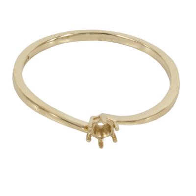 14K Gold Offset Band Ring for 3mm Round Stones