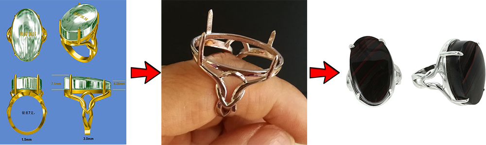 DIY Jewelry custom made 3D design, custom ring setting, customer finished ring